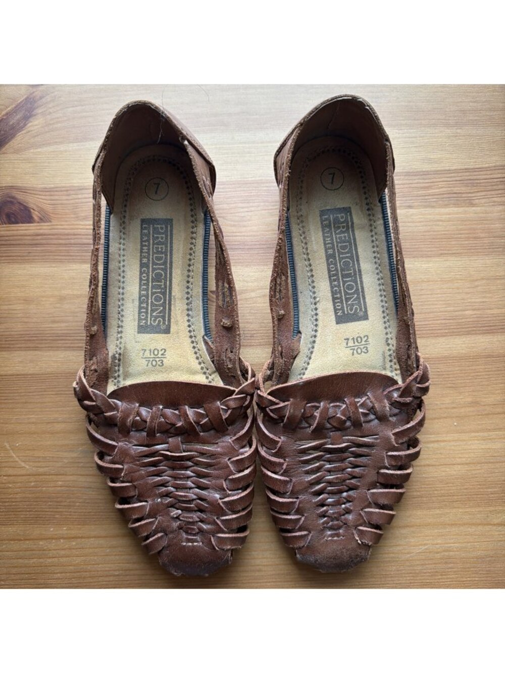 Vintage 90s Brown Leather Huarache Sandals Size 7 Predictions Leather Collection